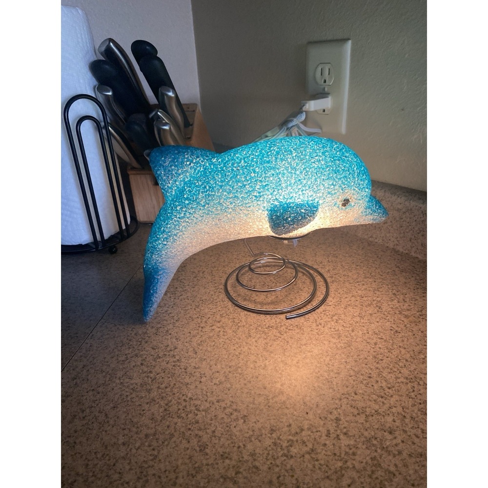 90s Melted Popcorn Dolphin Lamp Y2K Blue Room Decor